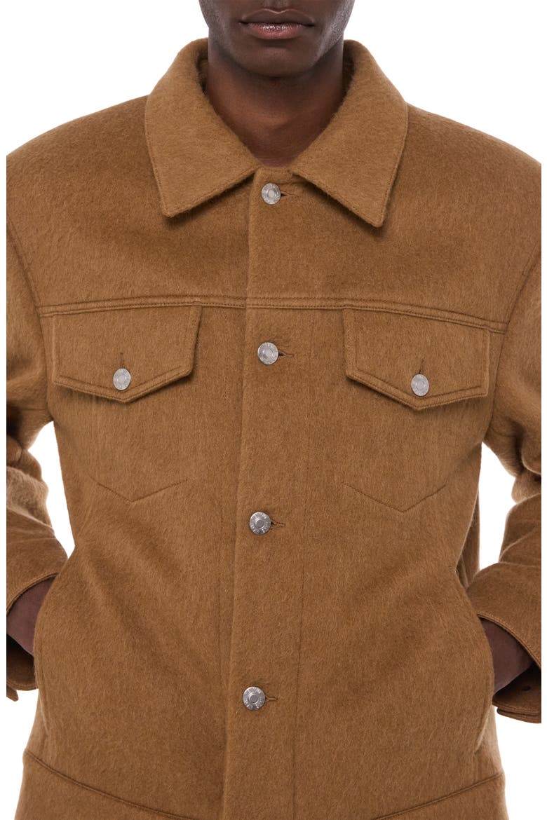 Recycled Wool Blend Trucker Jacket, Alternate, color, DARK CAMEL