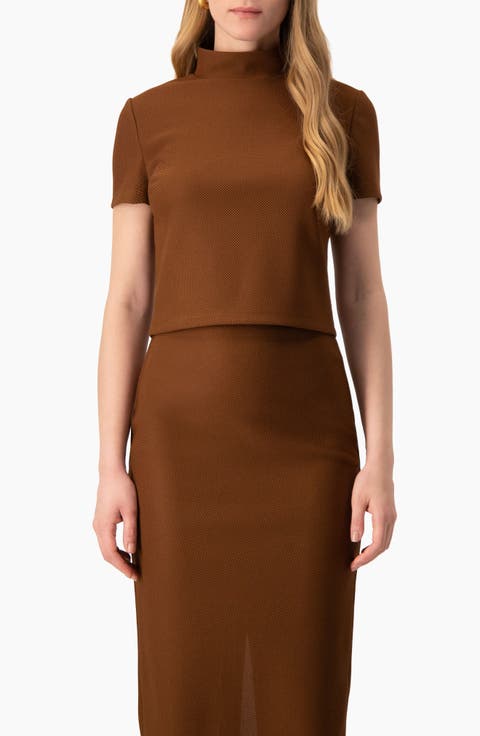 High-Neck Short Sleeve Cropped Top