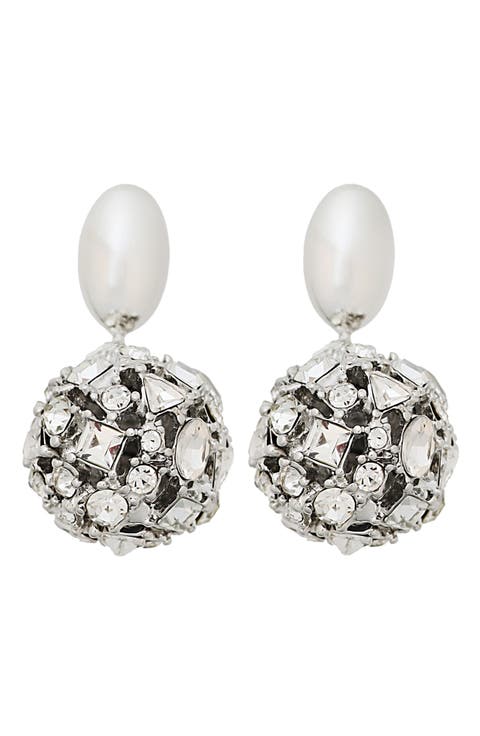 Faux Pearl & Crystal Drop Earrings