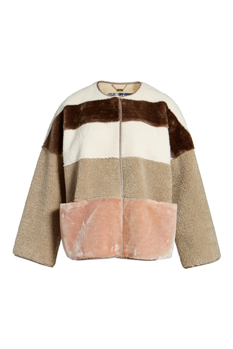 Faux Shearling & Faux Fur Colorblock Jacket, Alternate, color, MULTI