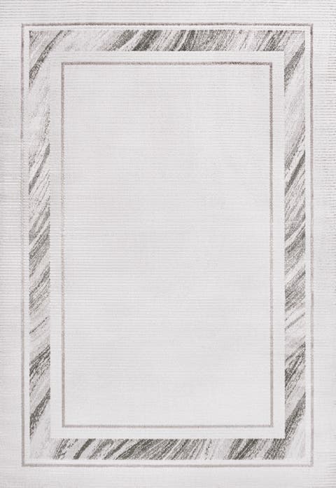 Athens Classic Border Marble Pattern High-Low Area Rug