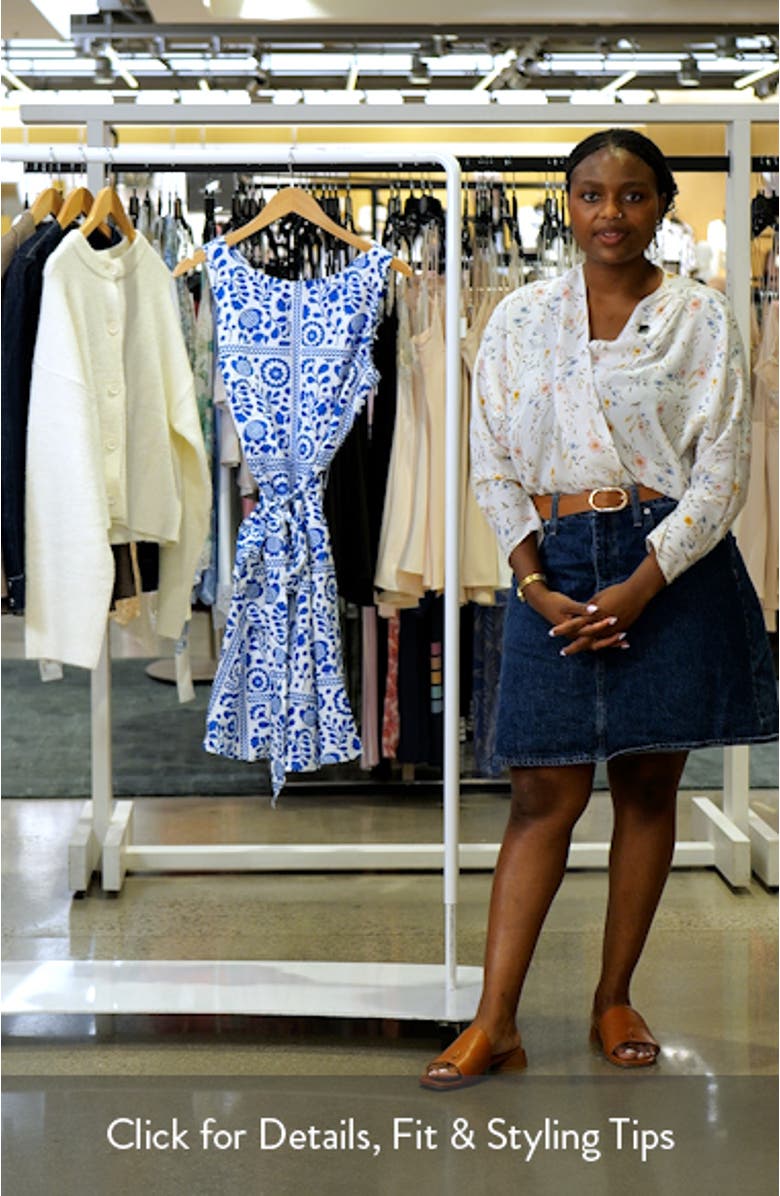 Anya Print Tie Waist Linen Dress, sales video thumbnail