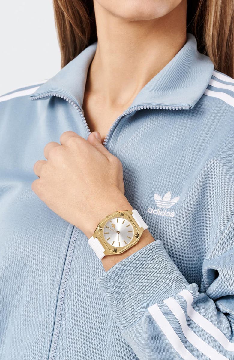 adidas Silicone Strap Watch, Alternate, color, White