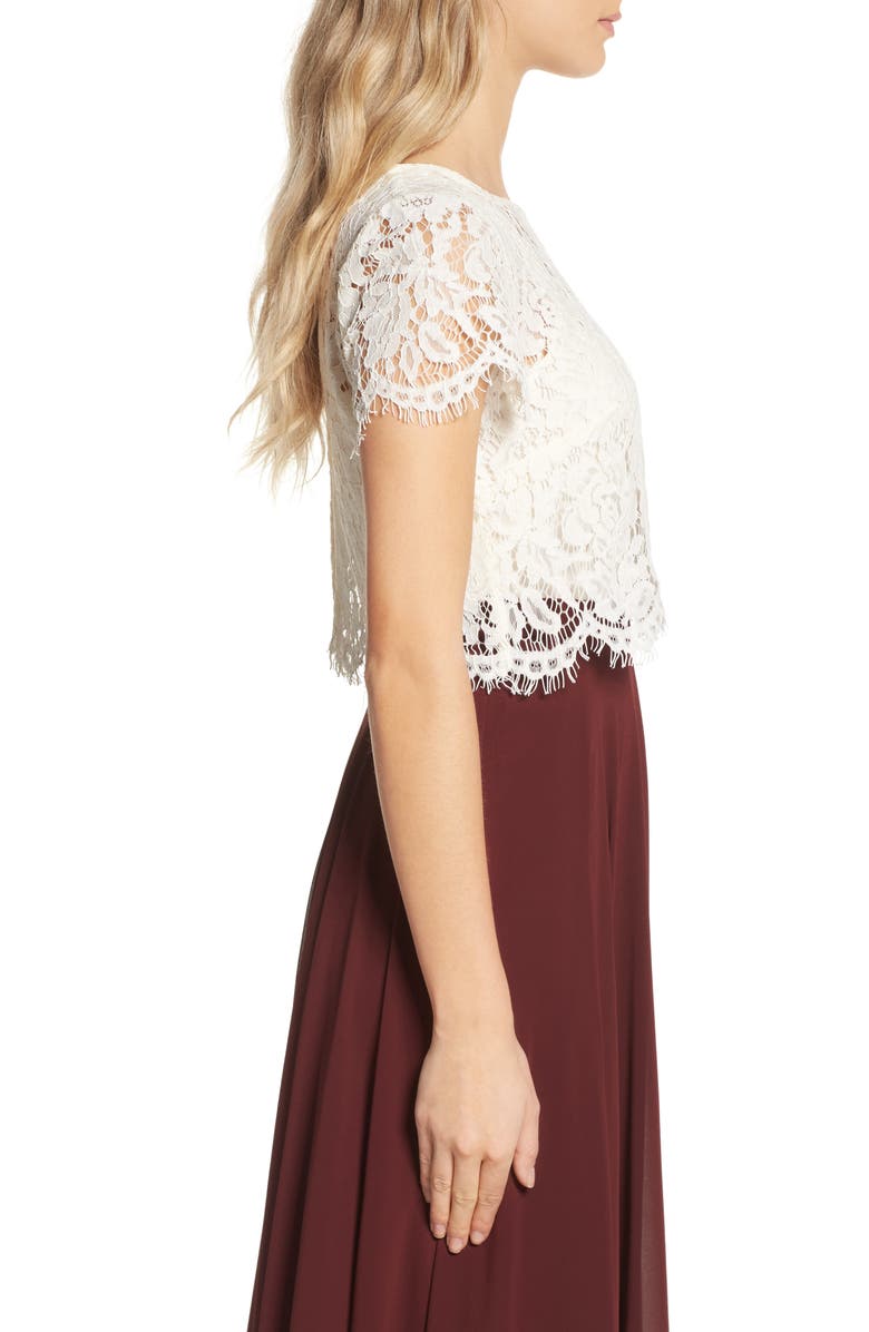 Jenny Yoo Kenzie Lace Crop Top, Alternate, color, 