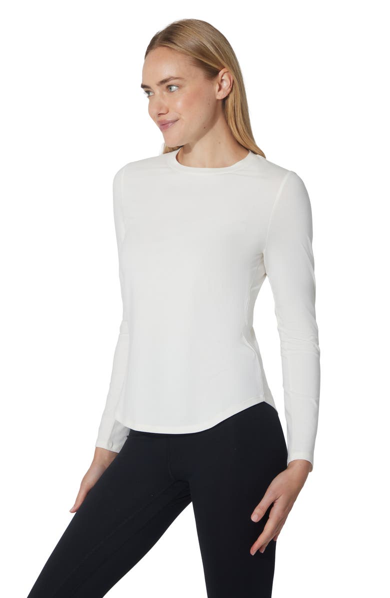 YOGALICIOUS 2-Pack Elan Cotton Jersey Crewneck Top, Alternate, color, Black/ White Dove