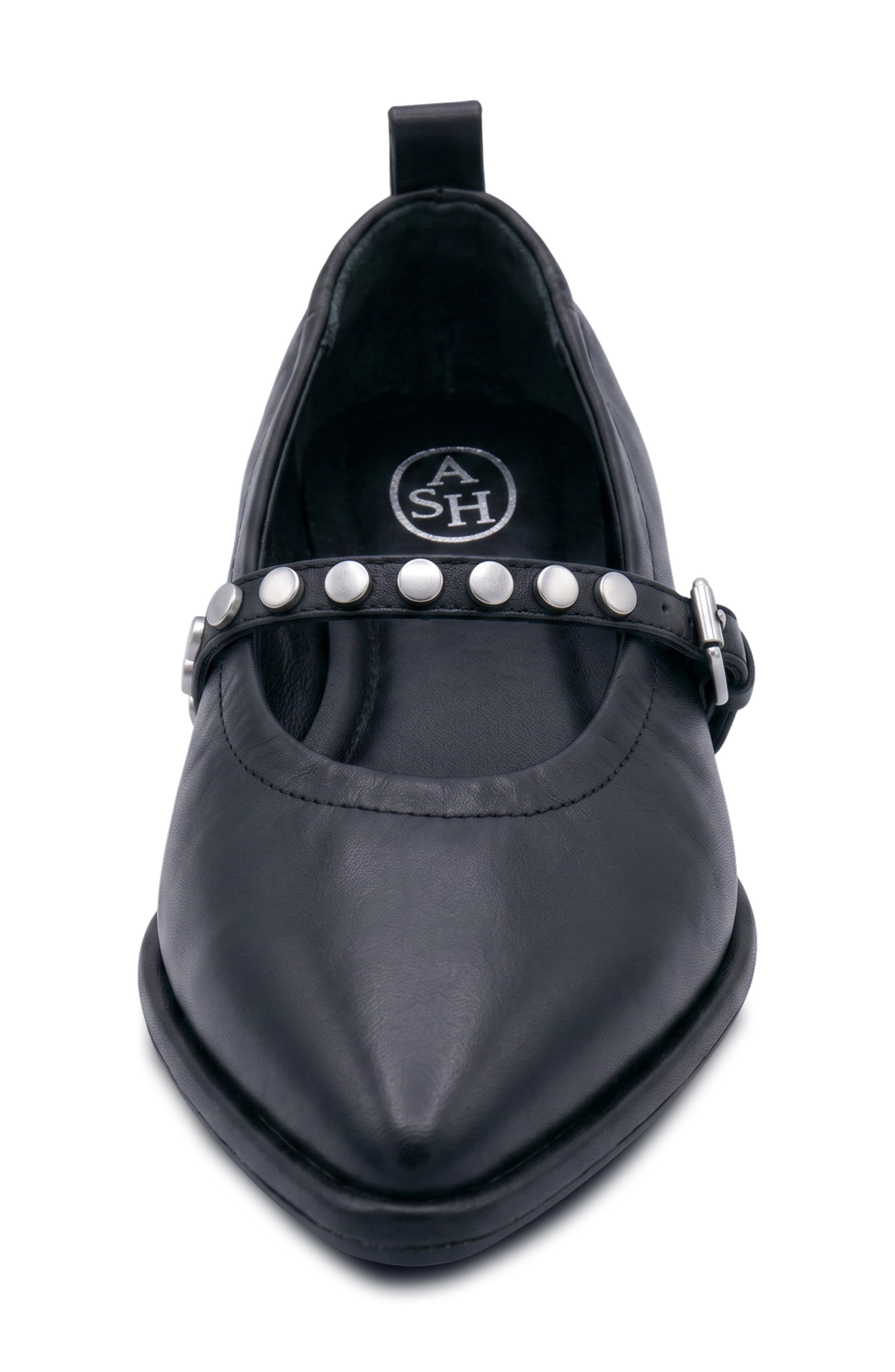 Ash Bella Studded Mary Jane Flat, Alternate, color, Black