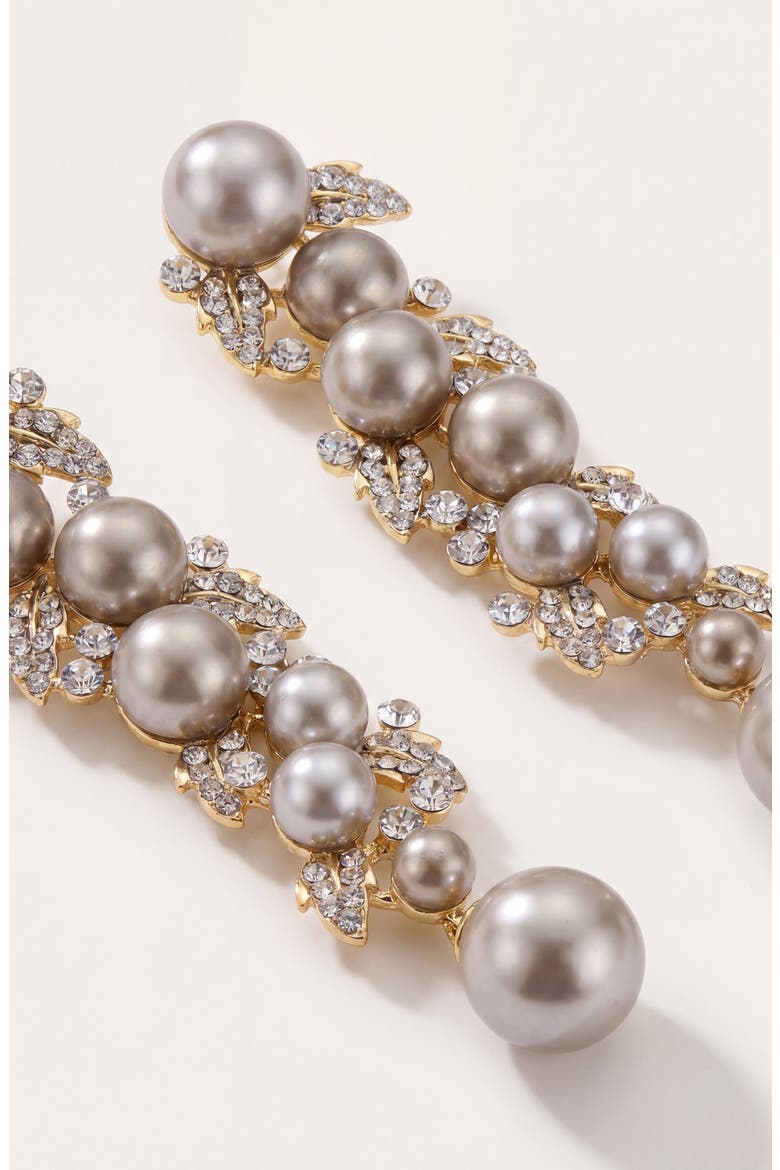 Elegant Pearl Crystal Drop Earrings, Alternate, color, Gold