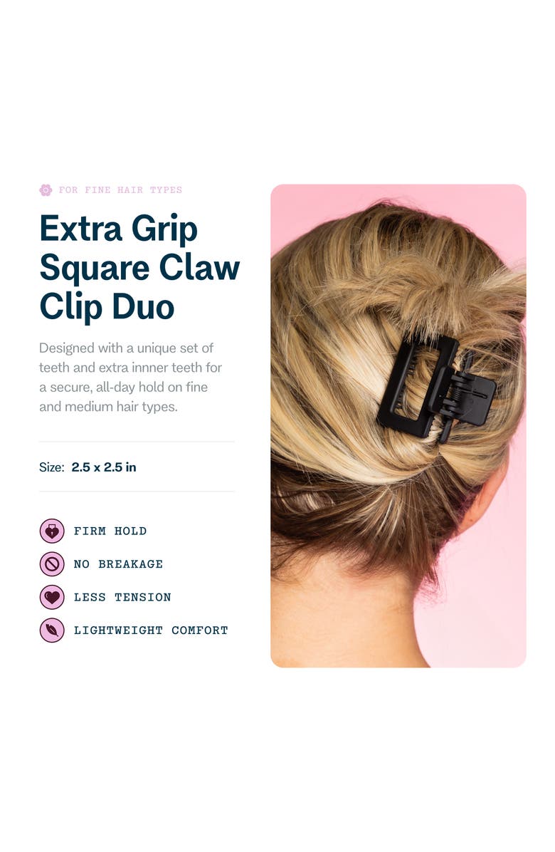 Gimme Beauty Extra Grip Square Claw Clip Duo, Alternate, color, Black