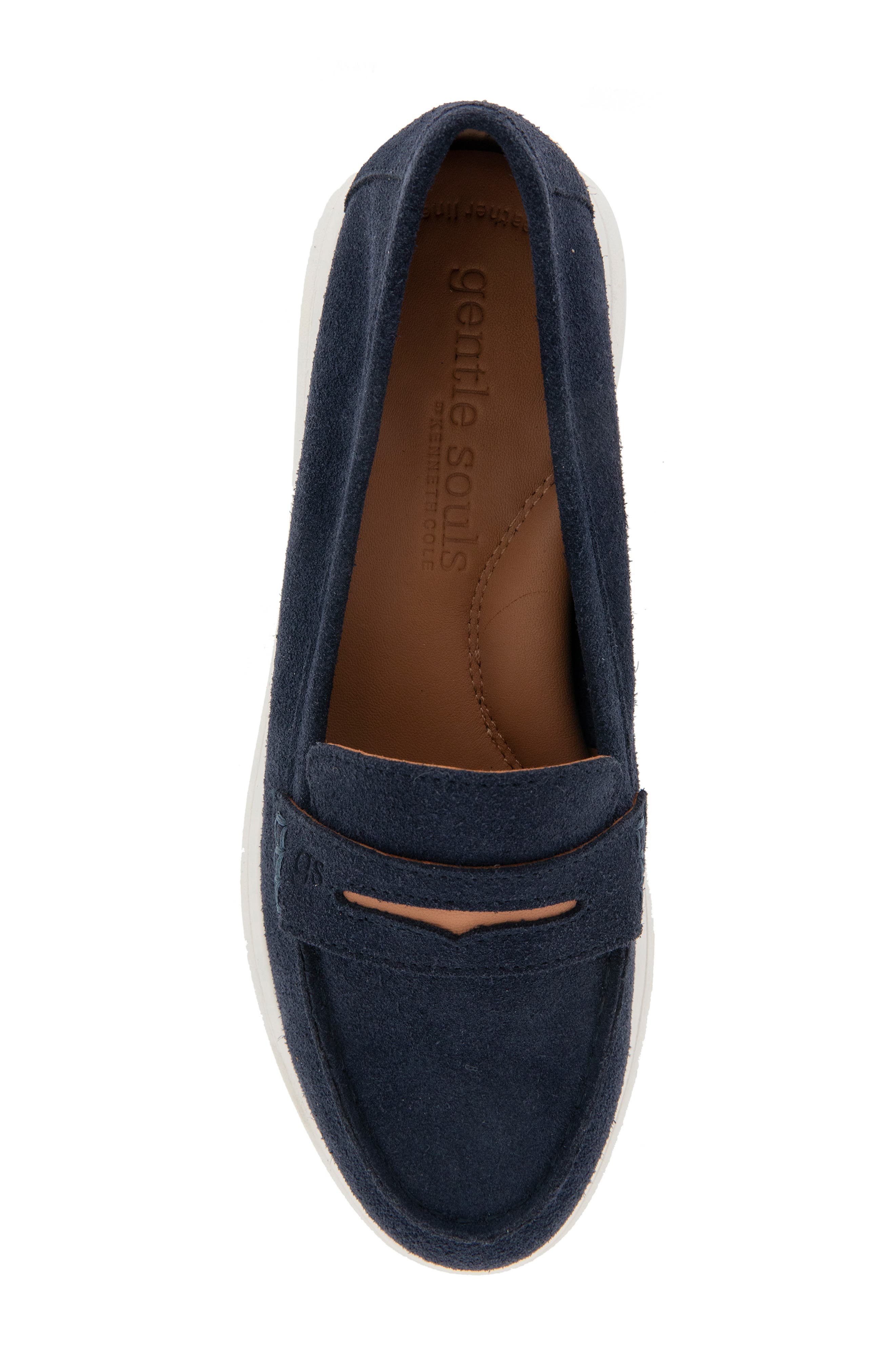 Bailey Metallic Penny Loafer, Alternate, color, NAVY SUEDE