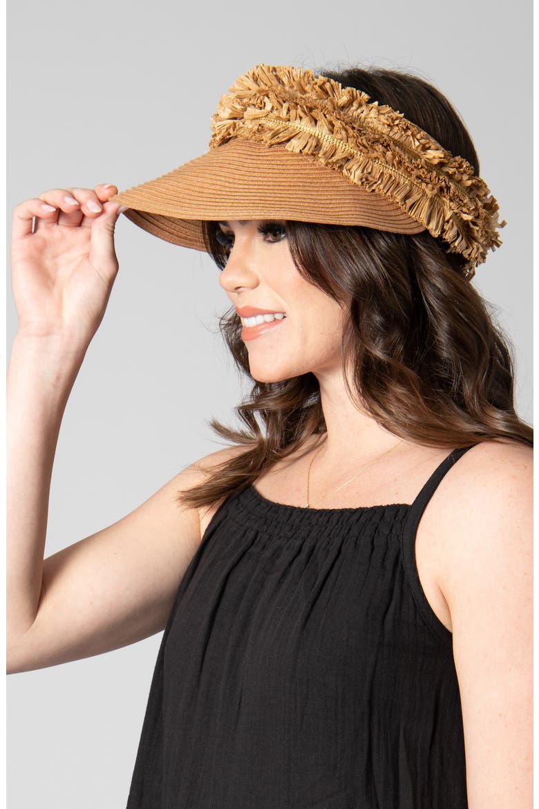 UPF 50+ Fringe Visor, Alternate, color, TOBACCO