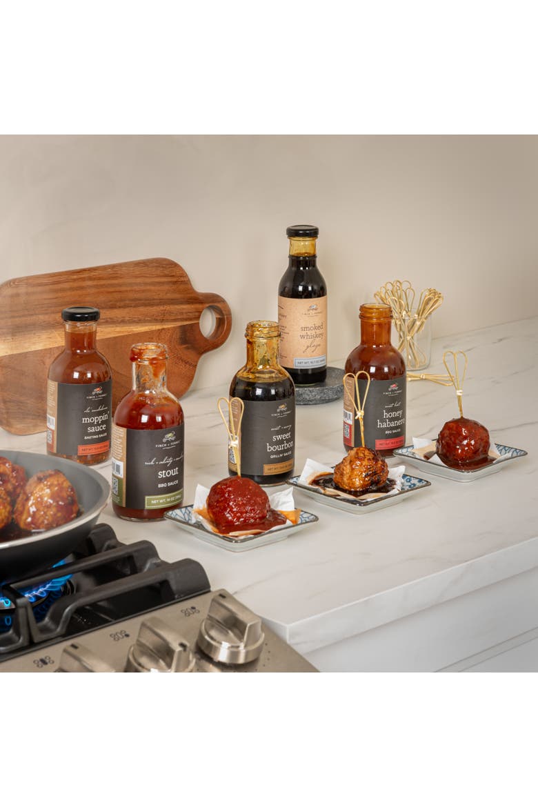 5-Piece BBQ Sauce Sampler Pack Gift Box, Alternate, color, Brown