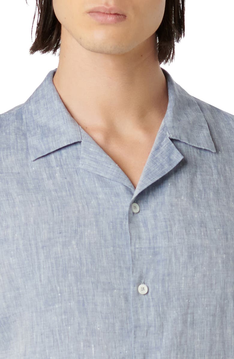 Bugatchi Linen Camp Shirt, Alternate, color, Navy