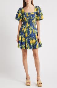 FARM Rio Pineapple Print Linen Blend Minidress