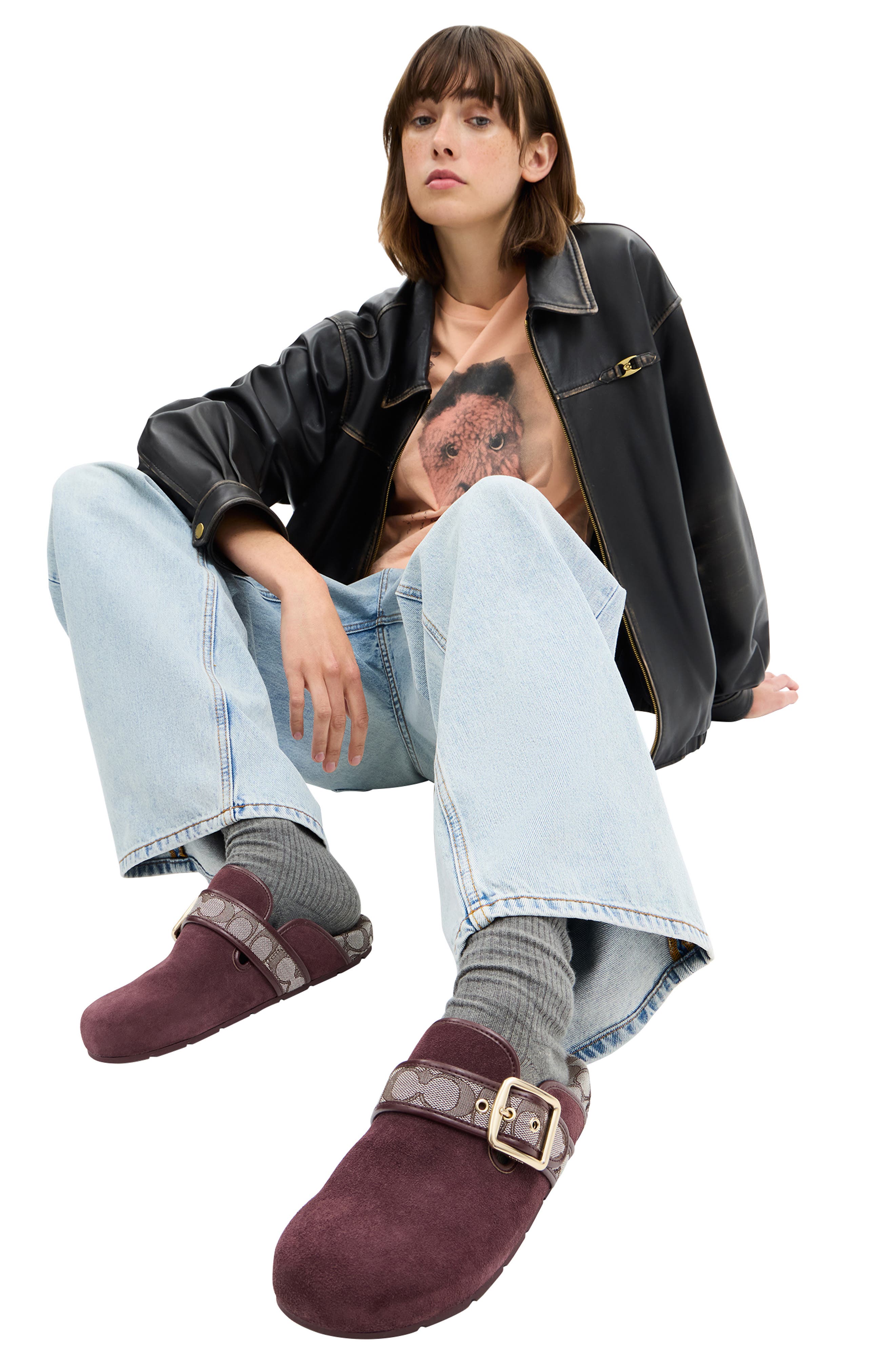 COACH Archival Buckle Mule, Alternate, color, Merlot