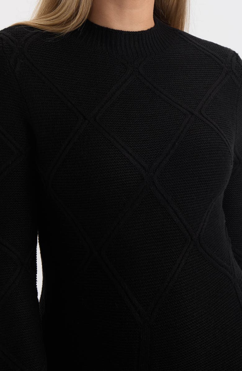 Ellen Tracy Mock Neck Long Sleeve Sweater Dress, Alternate, color, Black