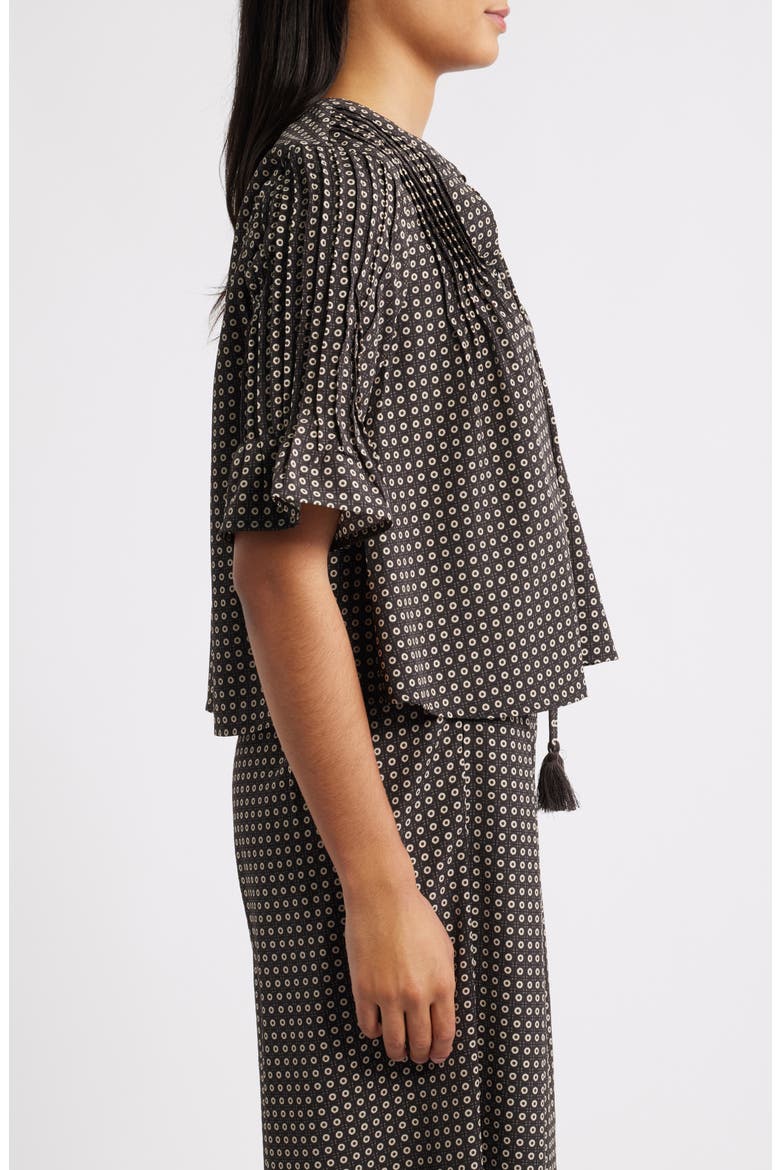 Dot Print Boho Top, Alternate, color, DARK BROWN/ TAUPE