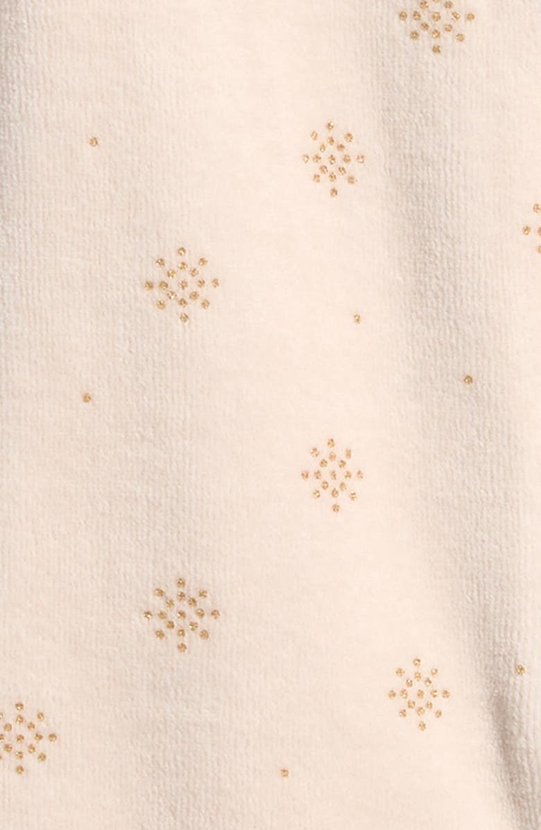 Petit Lem Print Velour Footie, Alternate, color, Beige