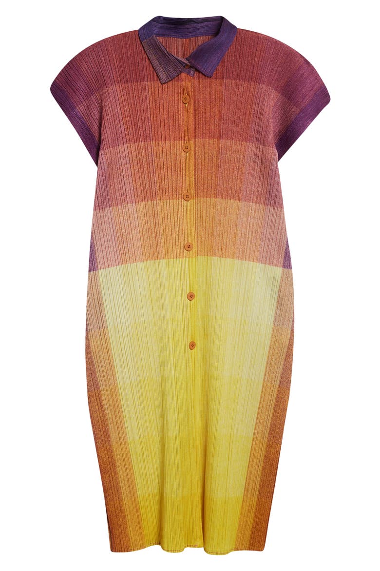 Pleats Please Issey Miyake Photon Print Pleated Shirtdress (Women