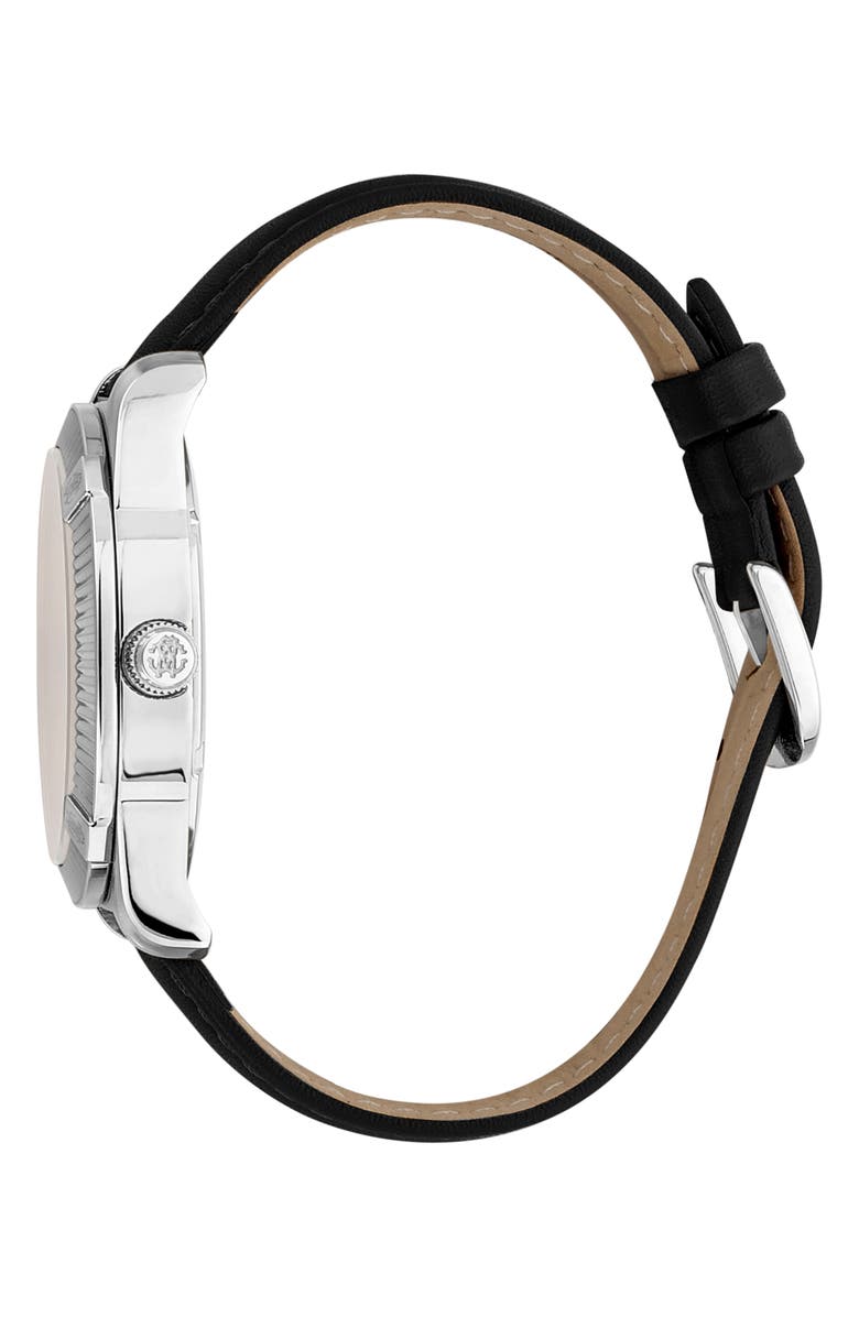 Roberto Cavalli Mother-of-Pearl Leather Strap Watch, 40mm, Alternate, color, 