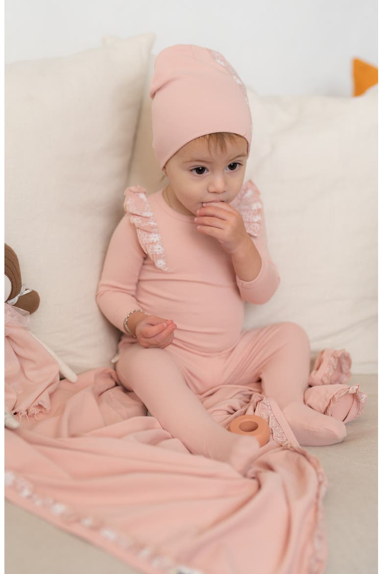 Ruffle Shoulder Footie, Alternate, color, MAUVE