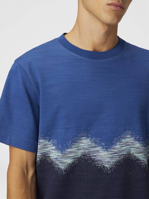 Missoni Cotton Crewneck T-shirt With Slub Zigzag In Multicoloured