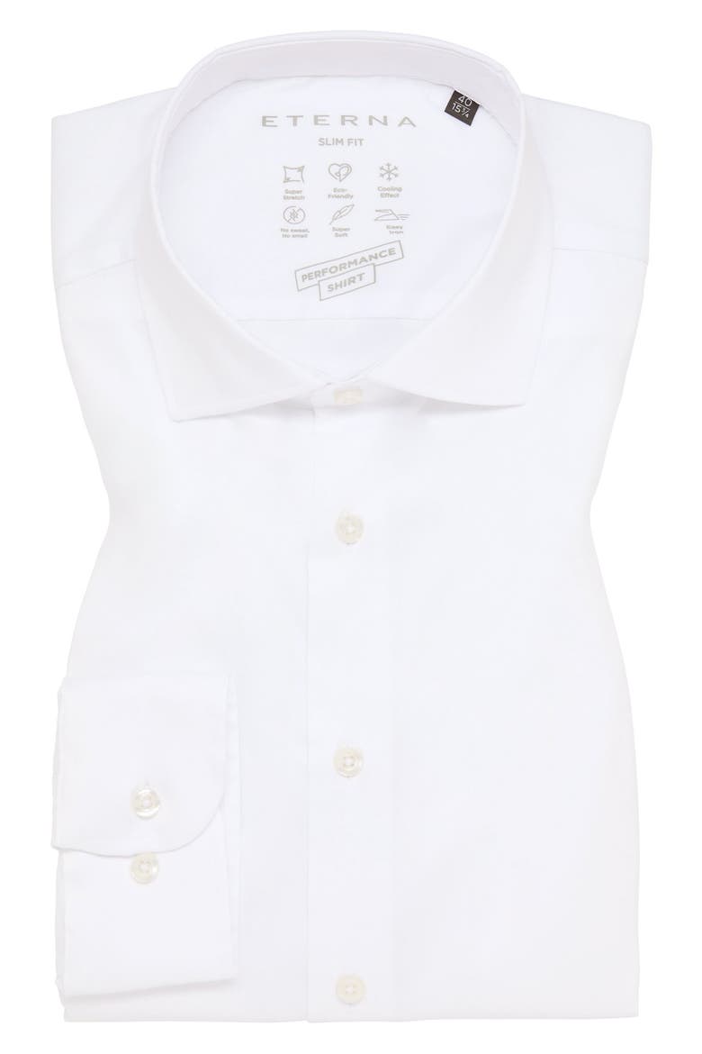 Slim Fit Peformance Button-Up Shirt, Main, color, WHITE