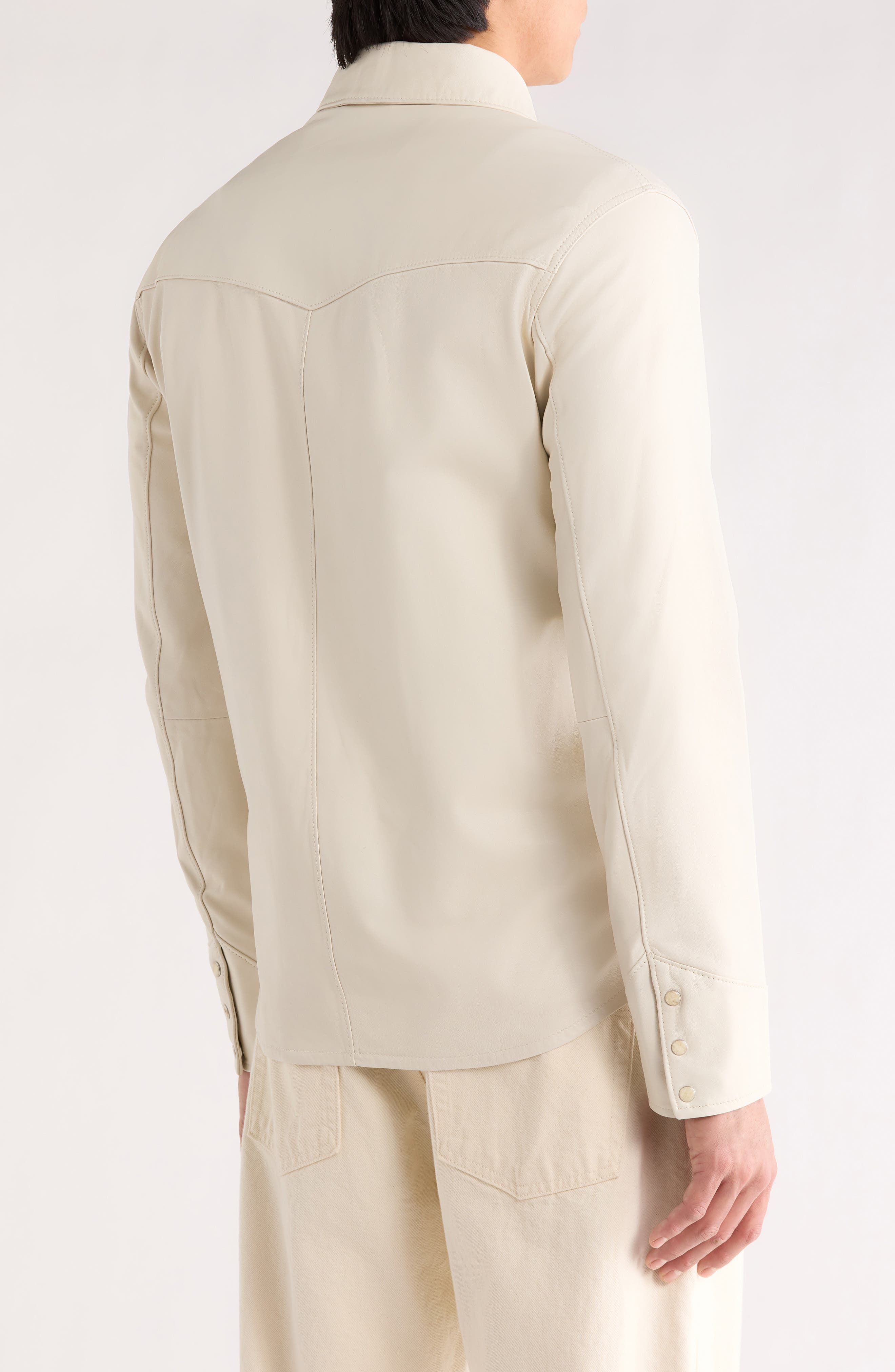 Sage Sheepskin Leather Shirt Jacket - image 4
