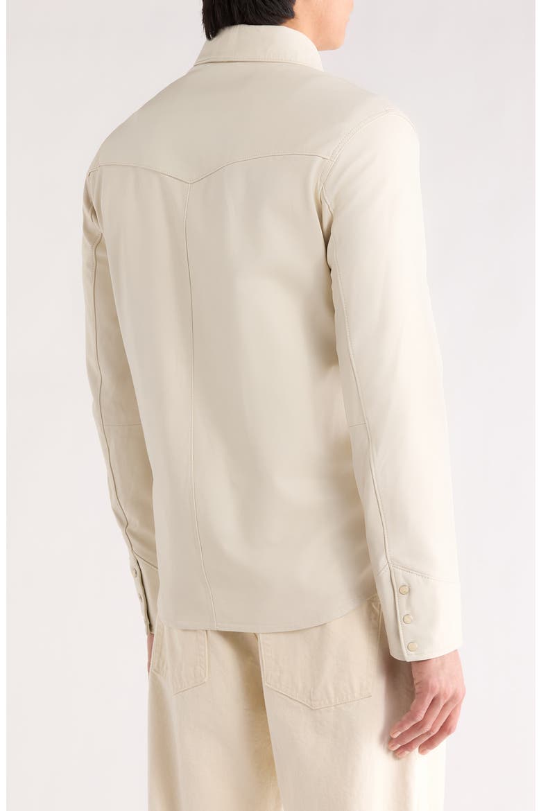 Sage Sheepskin Leather Shirt Jacket, Alternate, color, IVORY