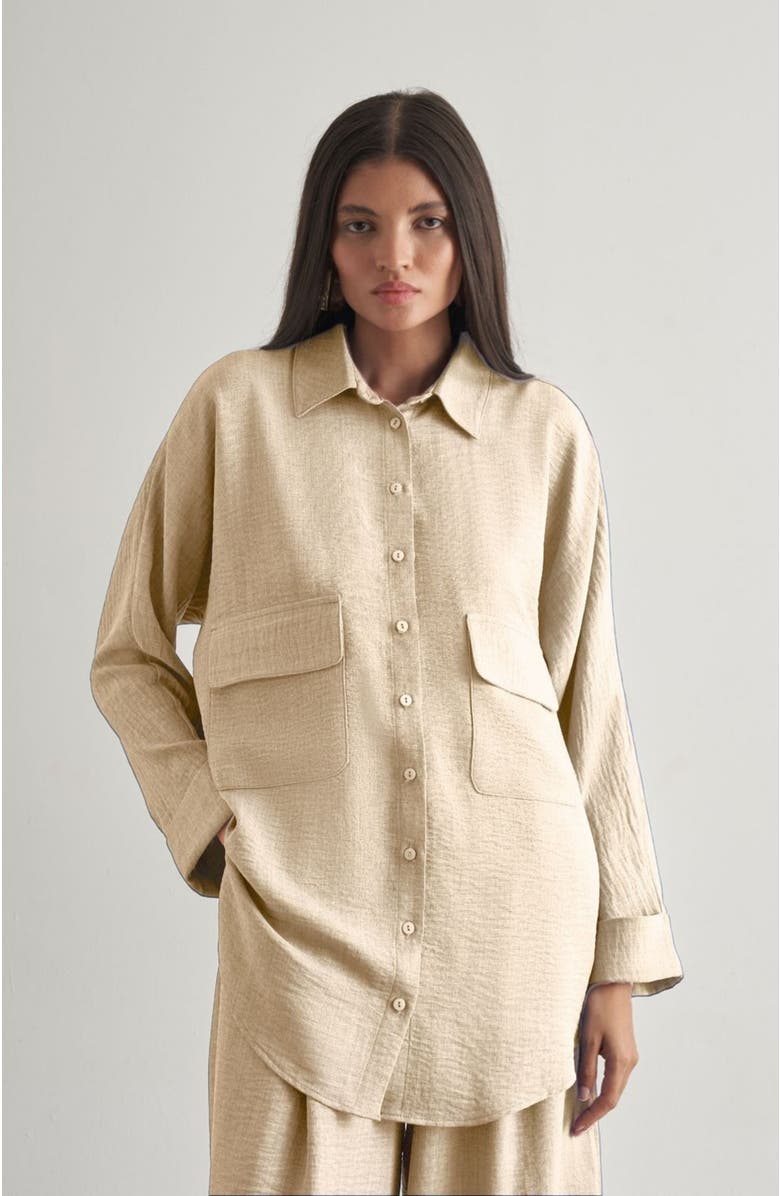 Mizalle Linen Tunic, Main, color, Beige