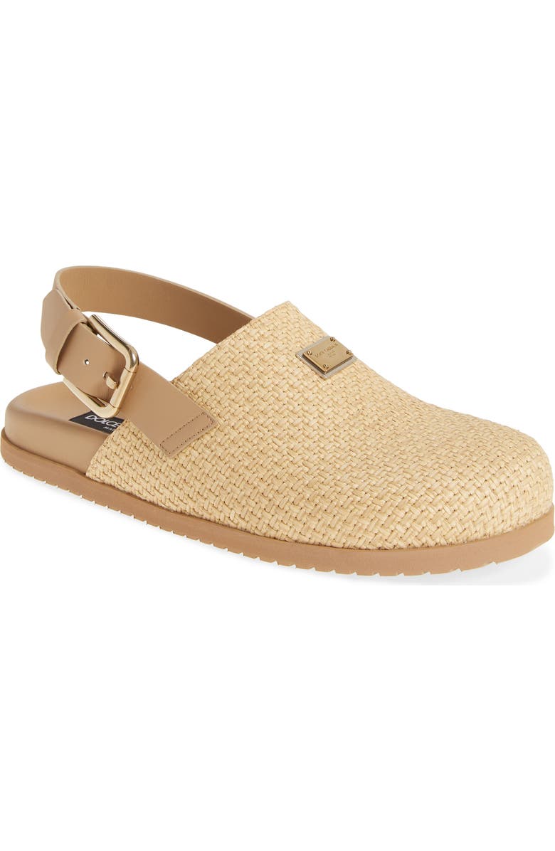 Dolce&Gabbana Basket Weave Slingback Clog, Main, color, 8D106-Naturale/ Ecru