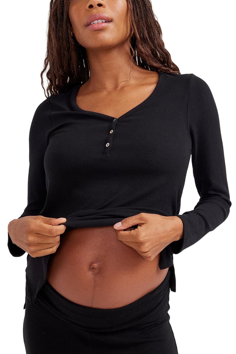 The Softest Rib Nursing Henley, Main, color, Black