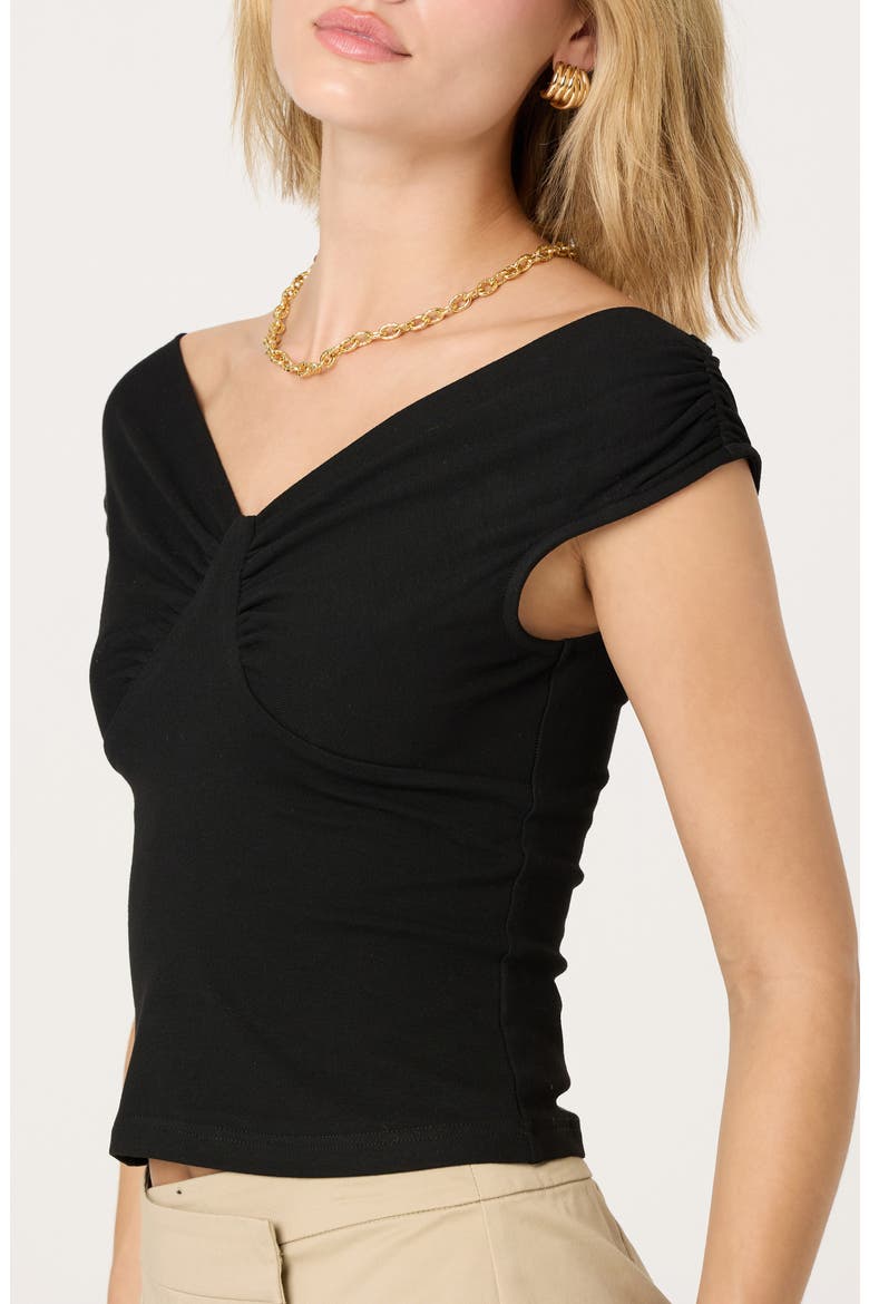 Ruched Off the Shoulder Top, Main, color, BLACK