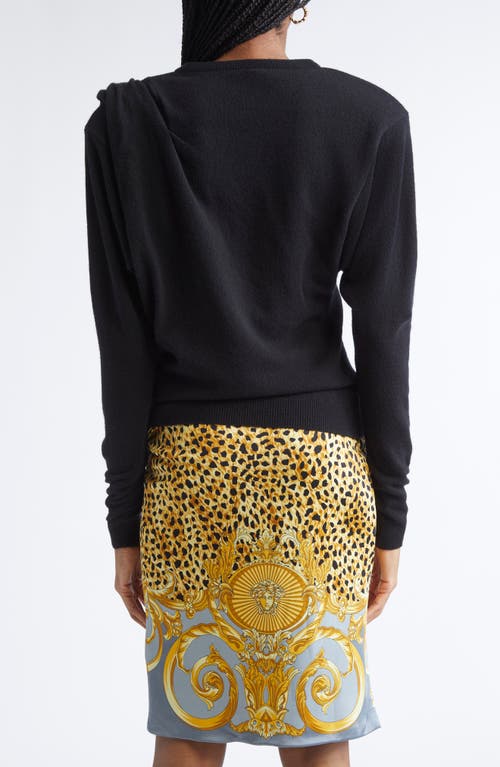 Versace Wool Sweater With Buckle Detail And Long Sleeves In Animal Print