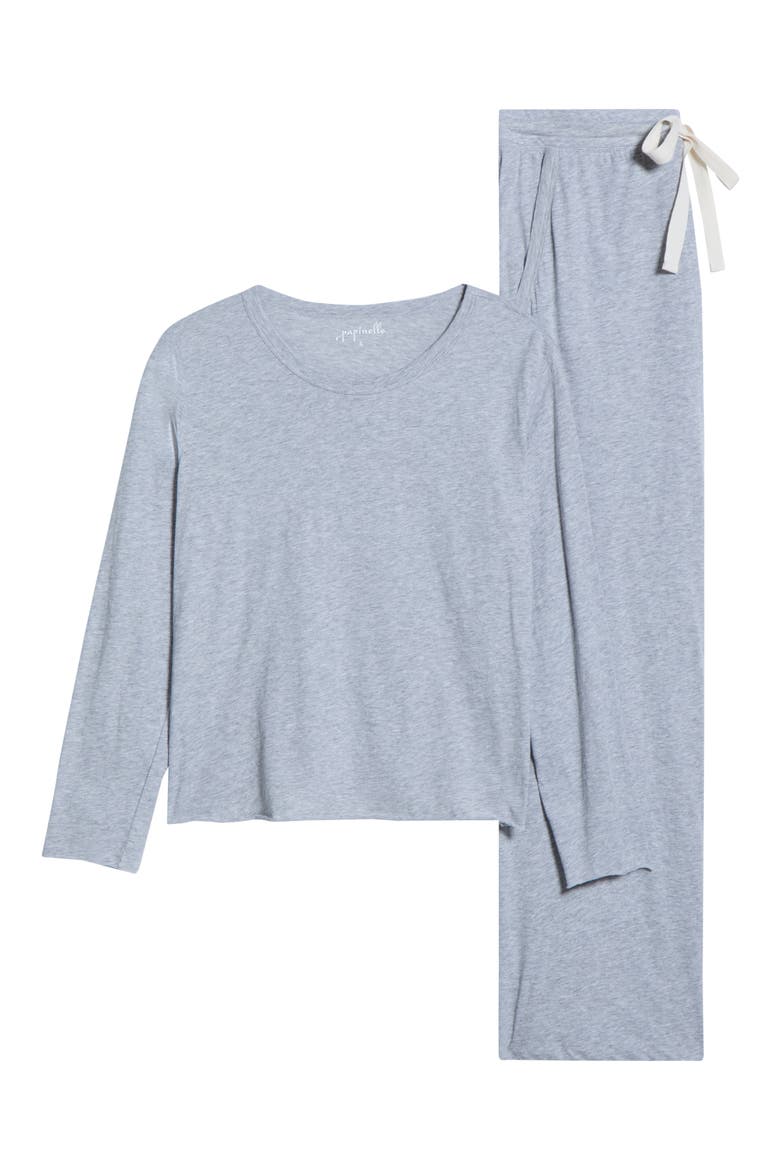 Jada Long Sleeve Organic Cotton Pajamas, Alternate, color, GREY