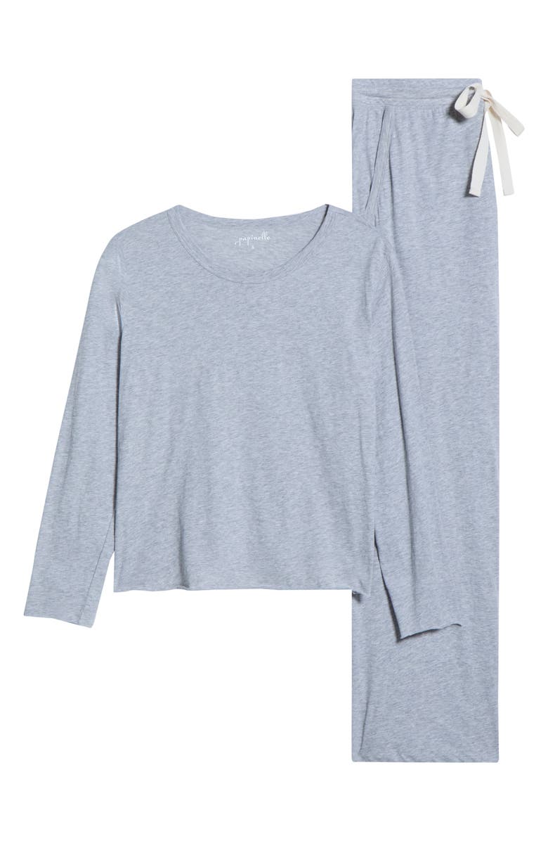 Papinelle Jada Long Sleeve Organic Cotton Pajamas, Alternate, color, Grey