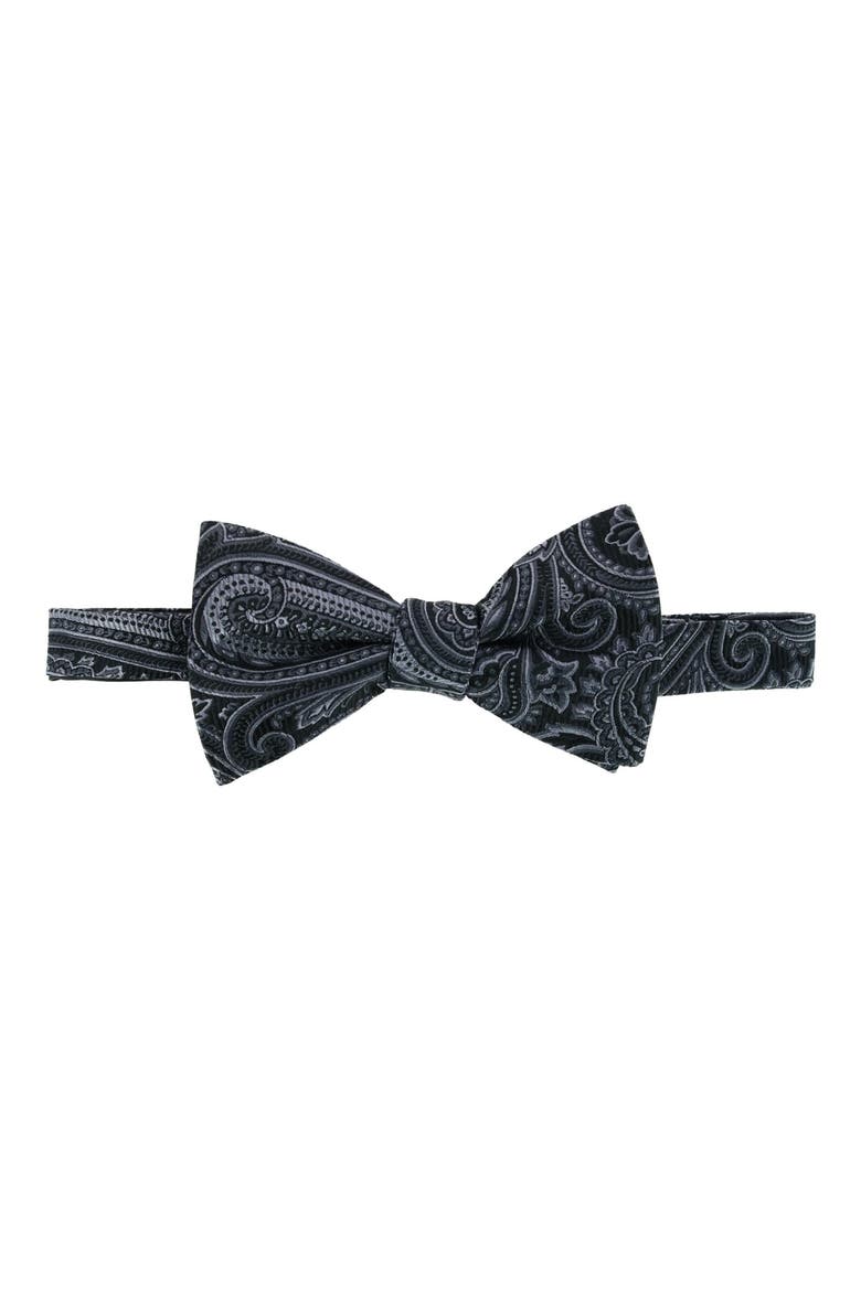 Sutton Pre-Tied Silk Bow Tie, Main, color, BLACK PAISLEY