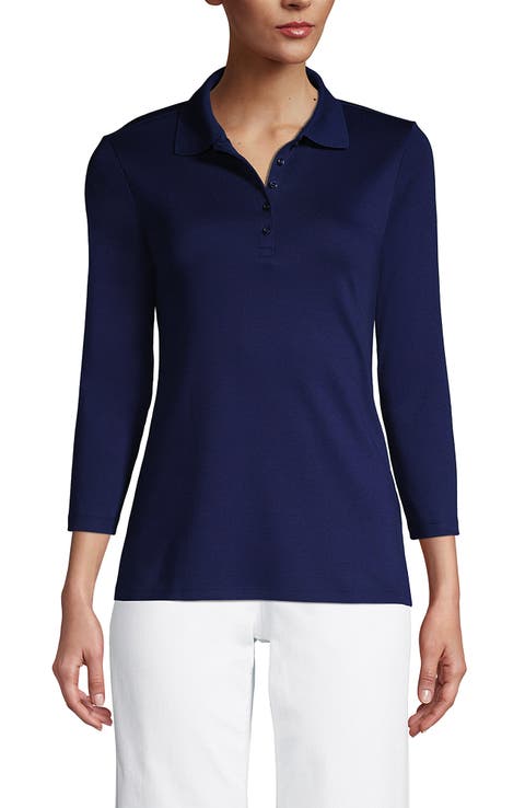 Lands' End 3/4 Sleeve Supima Cotton Polo Shirt