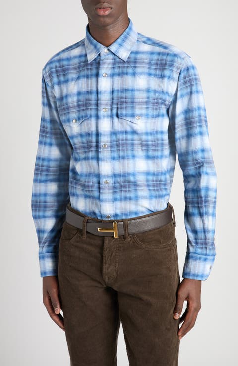 Slim Fit Defused Check Western Shirt