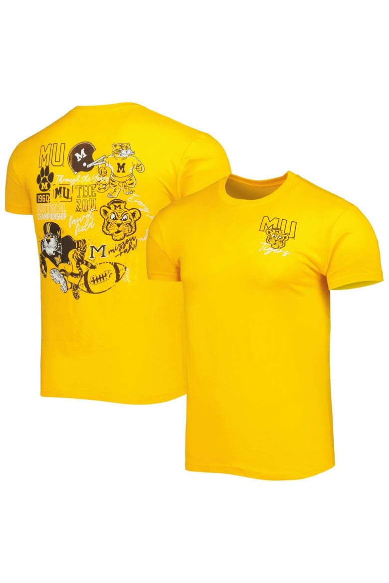 Men's Gold Missouri Tigers Vintage Through the Years 2-Hit T-Shirt, Alternate, color, Gold