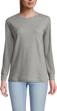 Lands' End Long Sleeve Cotton Interlock Crew T-Shirt