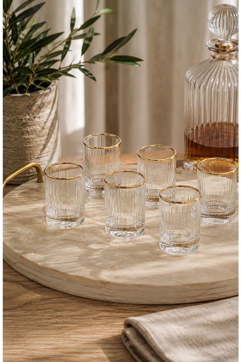Set of 6 Optic Shot Glasses, Alternate, color, CLEAR/ GOLD