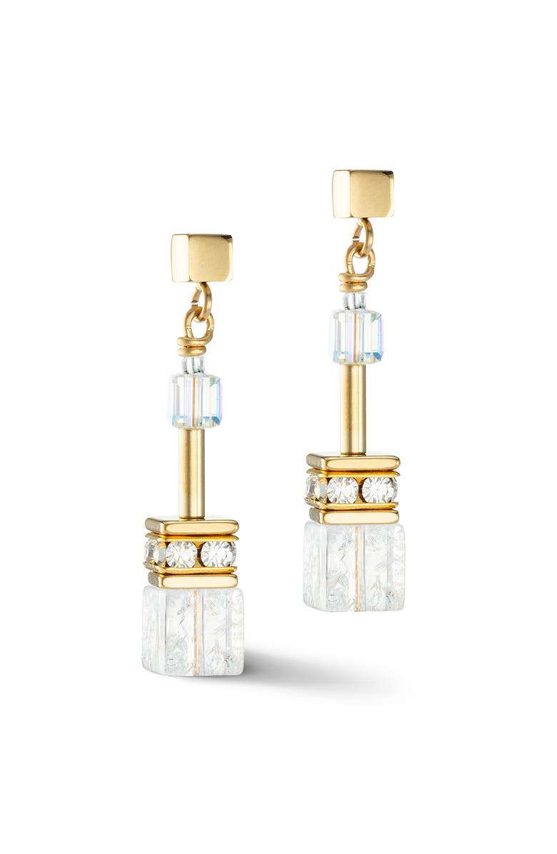 COEUR DE LION Geocube Iconic Nature Gold Earrings, Main, color, White
