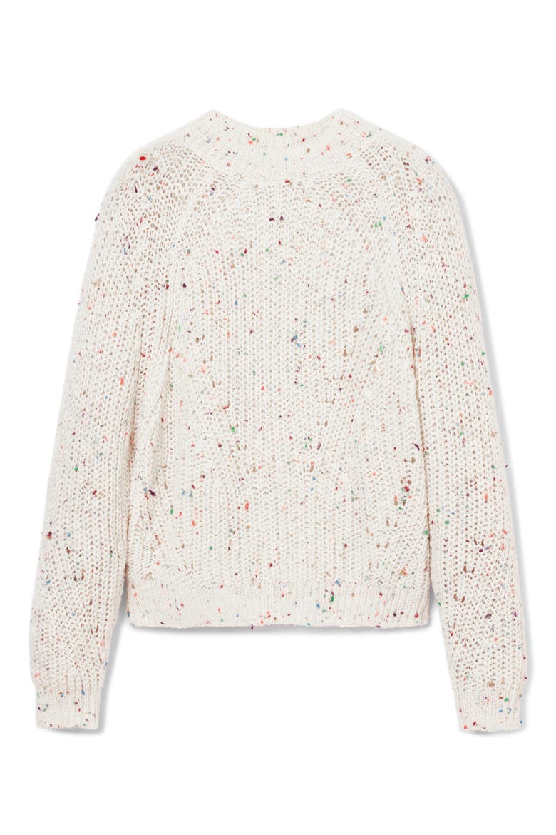 Derby Fleck Open Stitch Mock Neck Sweater, Alternate, color, WHITE