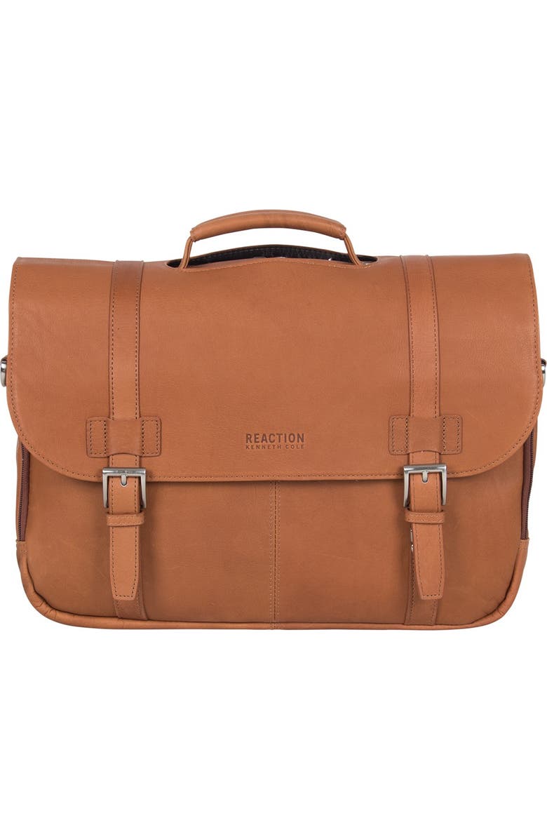 Kenneth Cole Reaction Colombian Leather 16” Laptop Computer Portfolio Messenger Briefcase, Main, color,