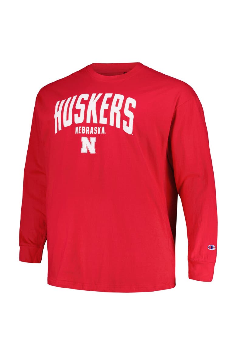 Men's Champion Scarlet Nebraska Huskers Big & Tall Arch Long Sleeve T-Shirt, Alternate, color, Scarlet