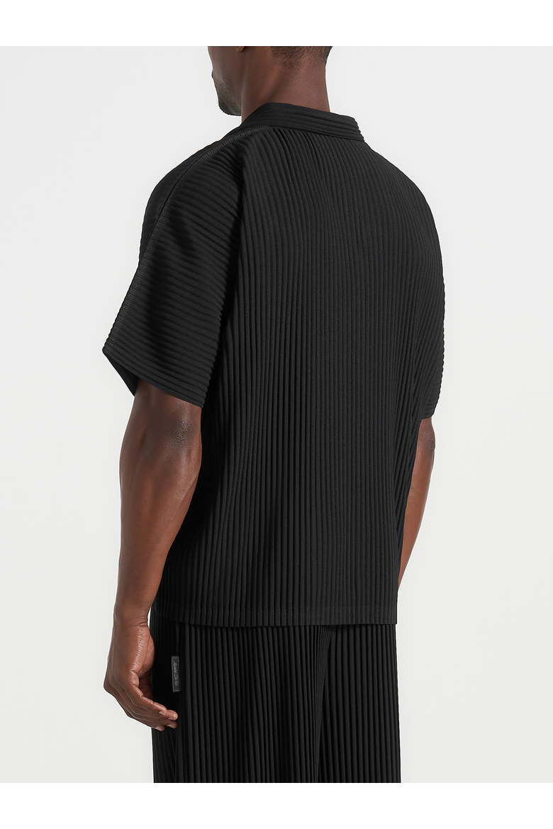 Justin Pleated Boxy Shirt, Alternate, color, Black