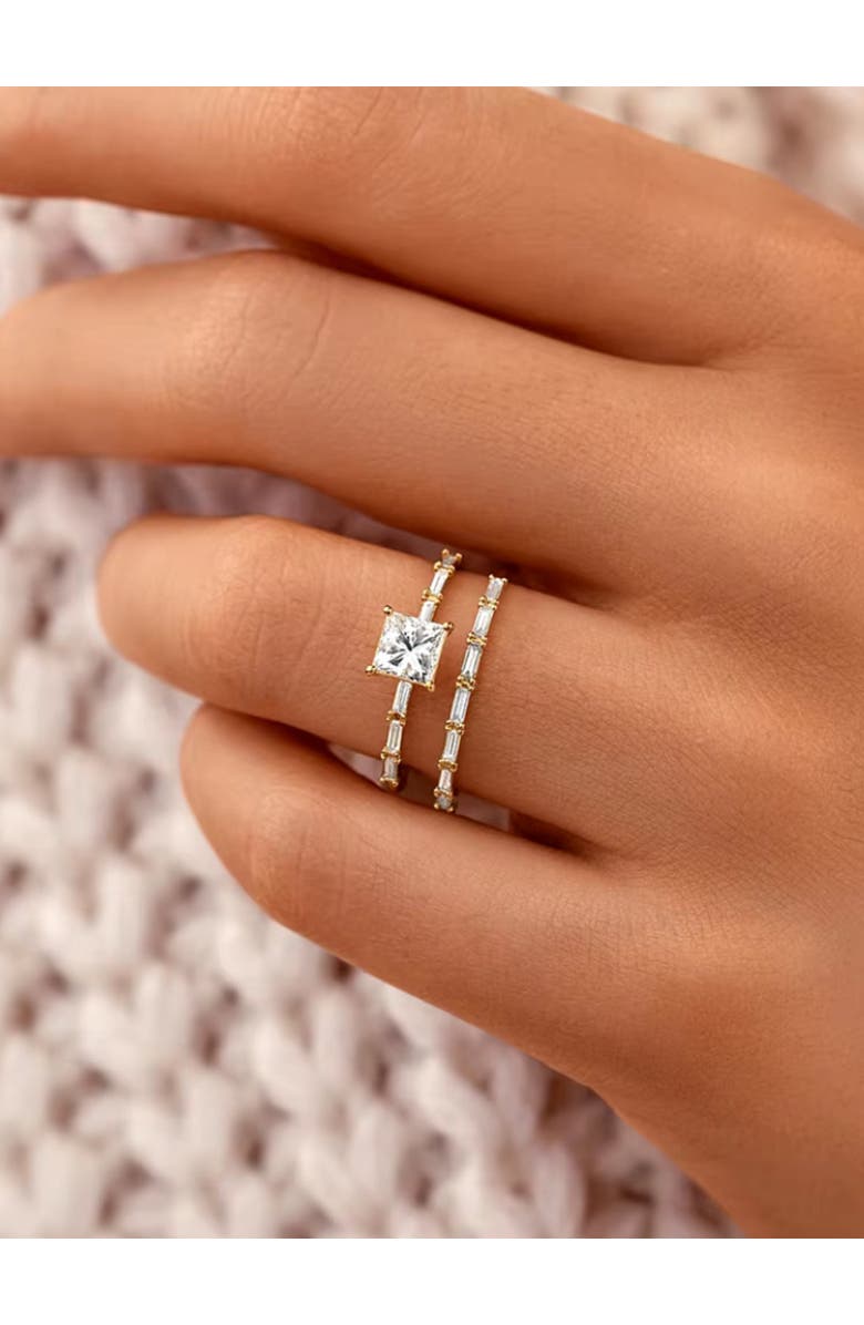 DLORIA Lumina Luxurious Ring with Princess-Cut AAAAA Cubic Zirconia, Alternate, color, 