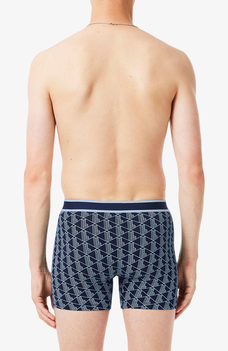 Lacoste Monogram Assorted 3-Pack Boxer Briefs, Alternate, color, Navy Blue/ Overview