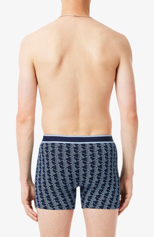 Lacoste Monogram Assorted 3-pack Boxer Briefs In Blue