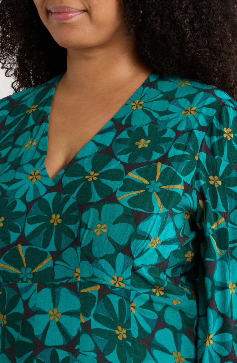 Seasalt Cornwall Etta Floral Pleated Midi Dress, Alternate, color, Handicraft Flowers Onyx